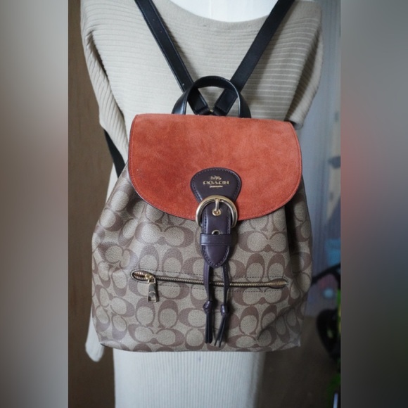 Coach Tan and Orange Backpack